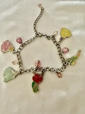 Disney Tinkerbell Charm Bracelet Silver Tone